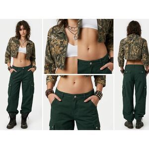 Ego Women's Real Leaf Cropped Camo Jacket Size 10/L